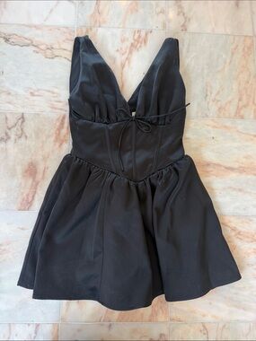 House of CB Black V-Neck Fit & Flare Mini Dress
